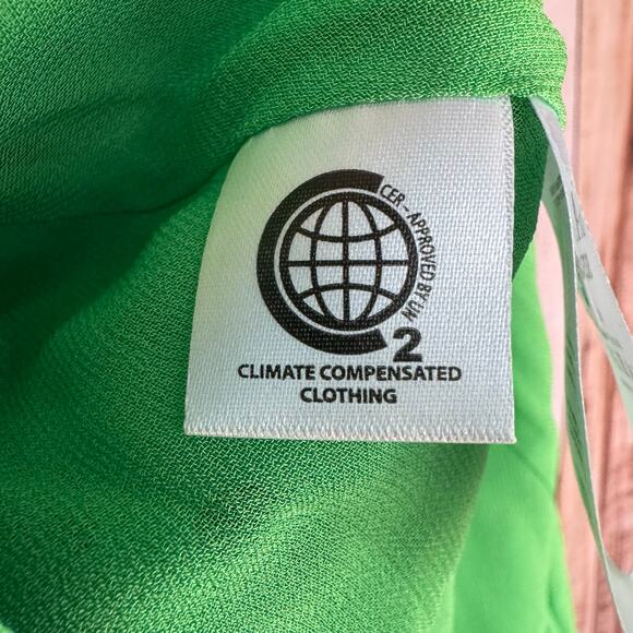 Ganni Dress Dainty Georgette Wrap Polka Dot Classic Green Size 42 Versatile - Picture 9 of 15